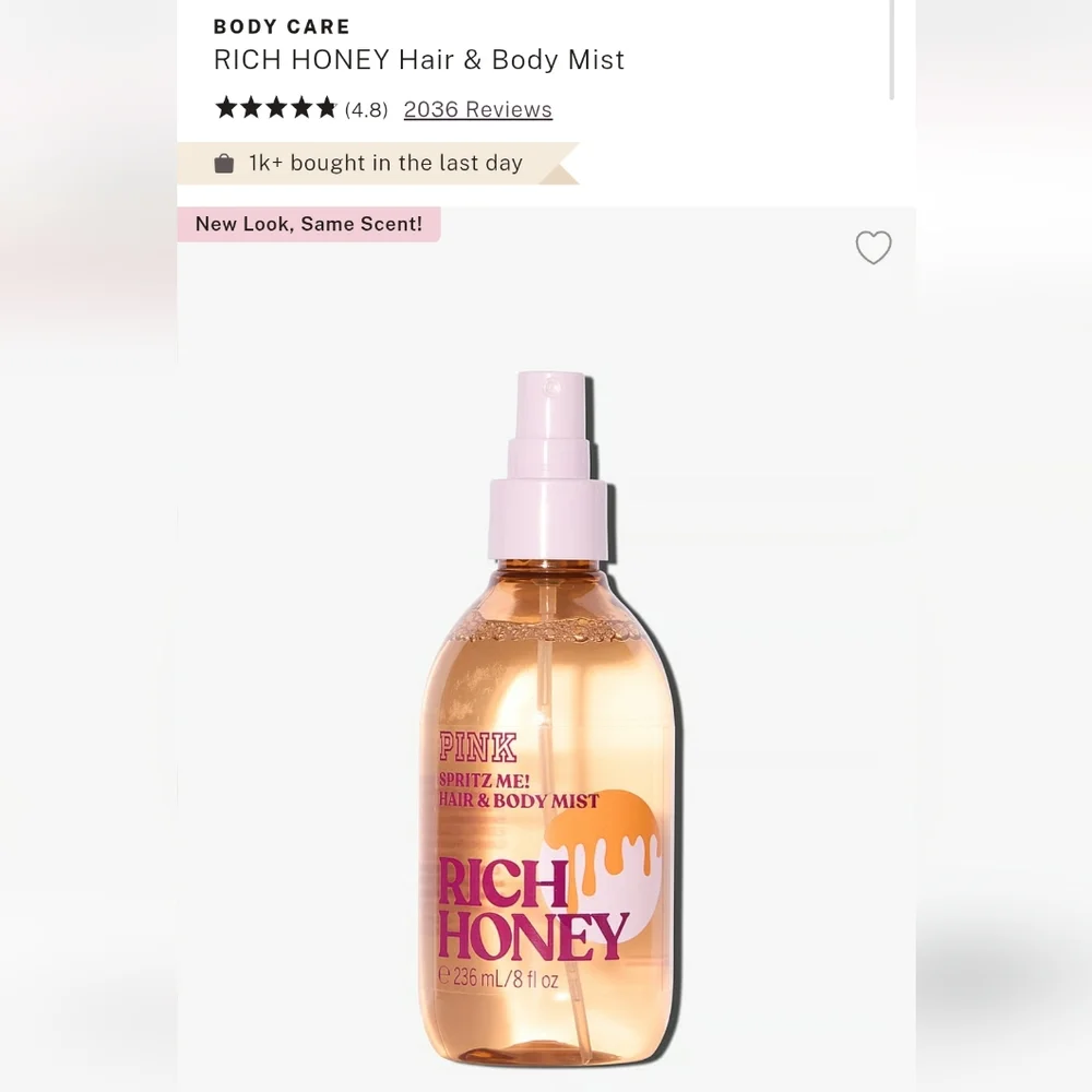 Victoria's secret pink RICH HONEY hair And Body Care NEW!